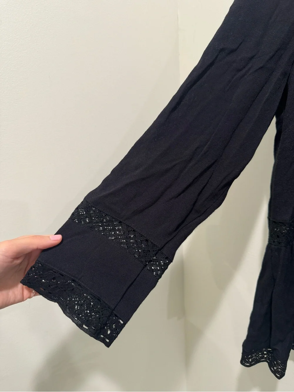 J.Crew Point Sur Black Lace Trim Peplum Blouse Size 6 NWT